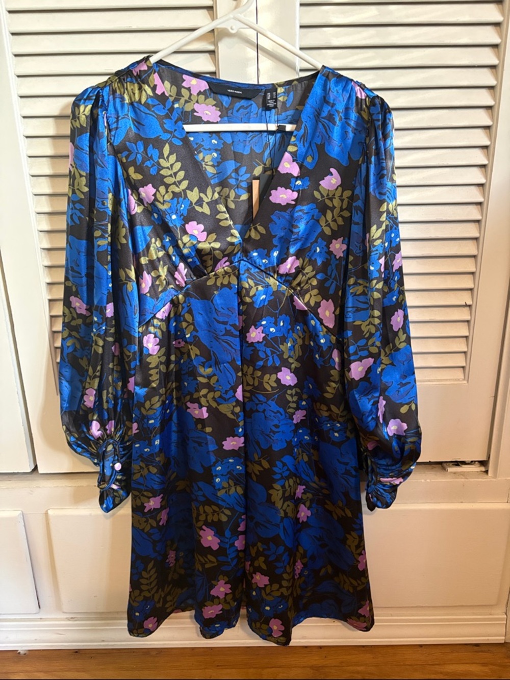 Vero Moda Black Dress with Blue and Lilac Floral Print